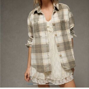 American Eagle Plaid Fleece Shacket- extra small